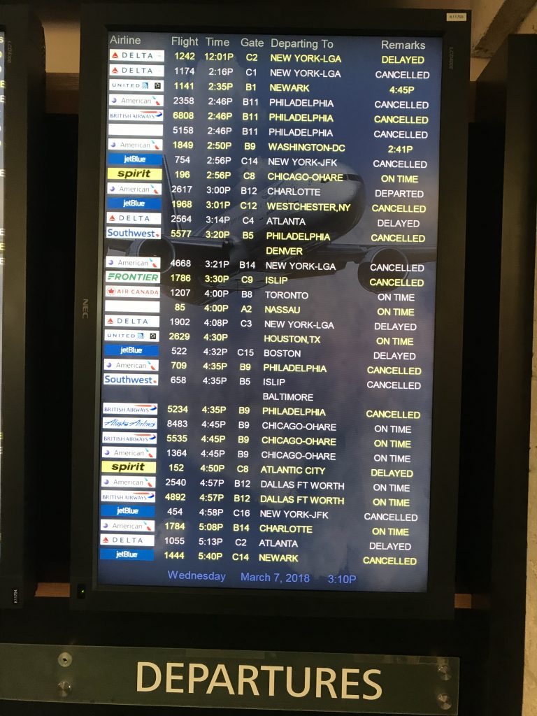 Departures board at airport