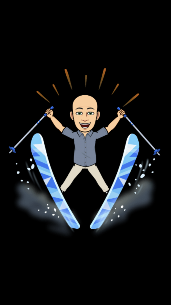 Bitmoji of Adrian skiing