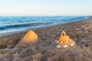 Two sand castle on the beach