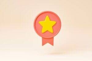 1 Star Rating concept, Isolated icon on background, 3d rendering.