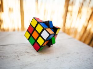 Rubik cube on a table