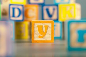 Photograph of colorful Wooden Block Letter Y