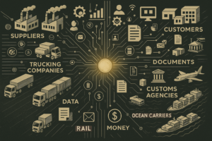 A chart showing how Supply Chain Operating Networks work together