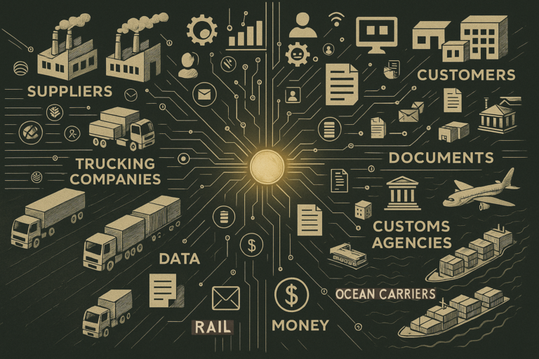 A chart showing how Supply Chain Operating Networks work together